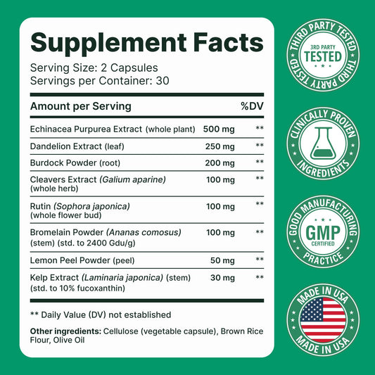 Sculptique Lymphatic Drainage Capsules label close-up shows herbal blend.