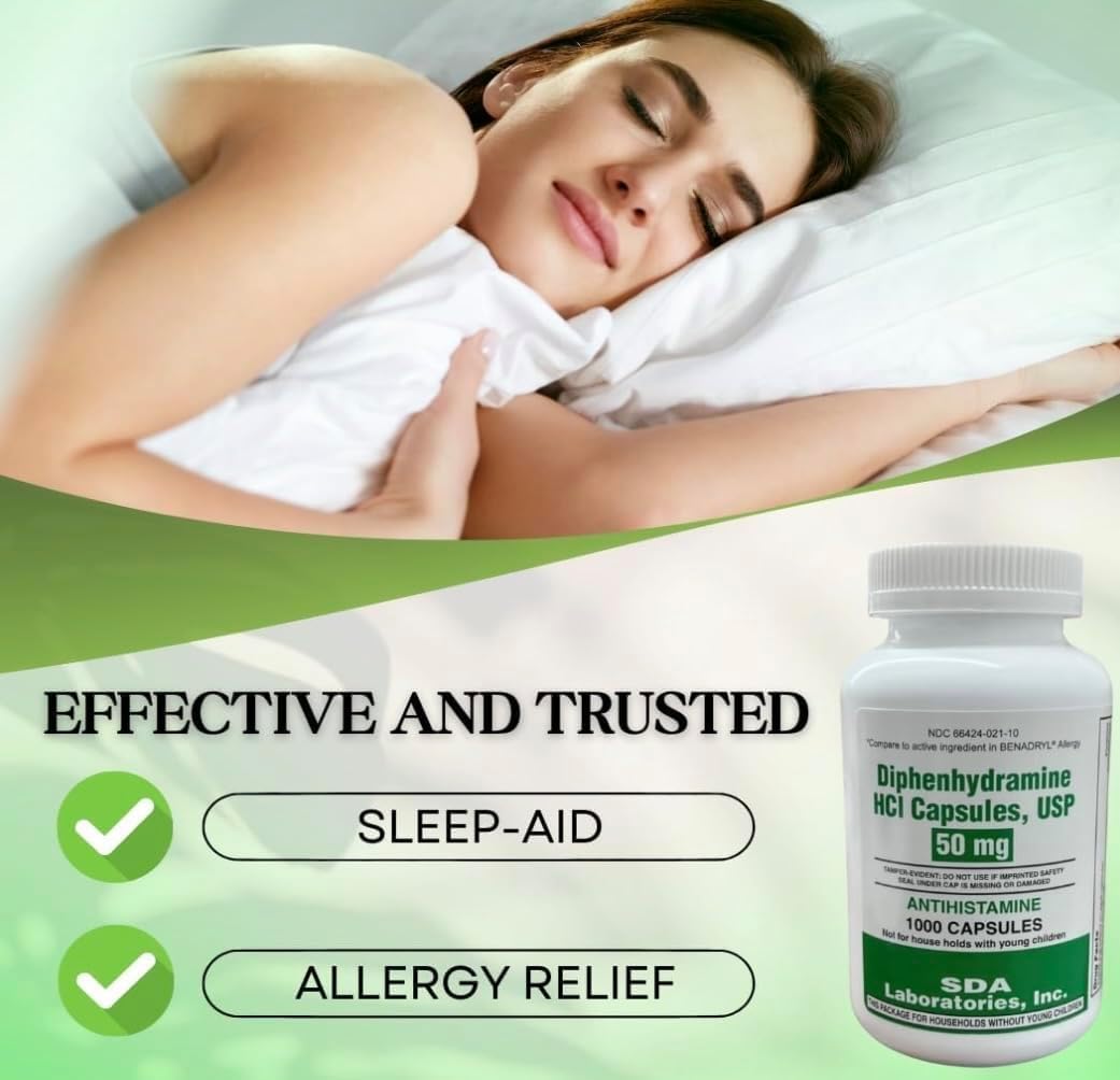 SDA Laboratories Diphenhydramine 50mg outdoors use illustrating outdoor allergen management