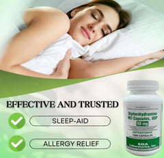 SDA Laboratories Diphenhydramine 50mg outdoors use illustrating outdoor allergen management