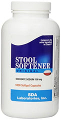 SDA Laboratories Docusate Sodium 100 mg softgels bottle for gentle, non-stimulant relief