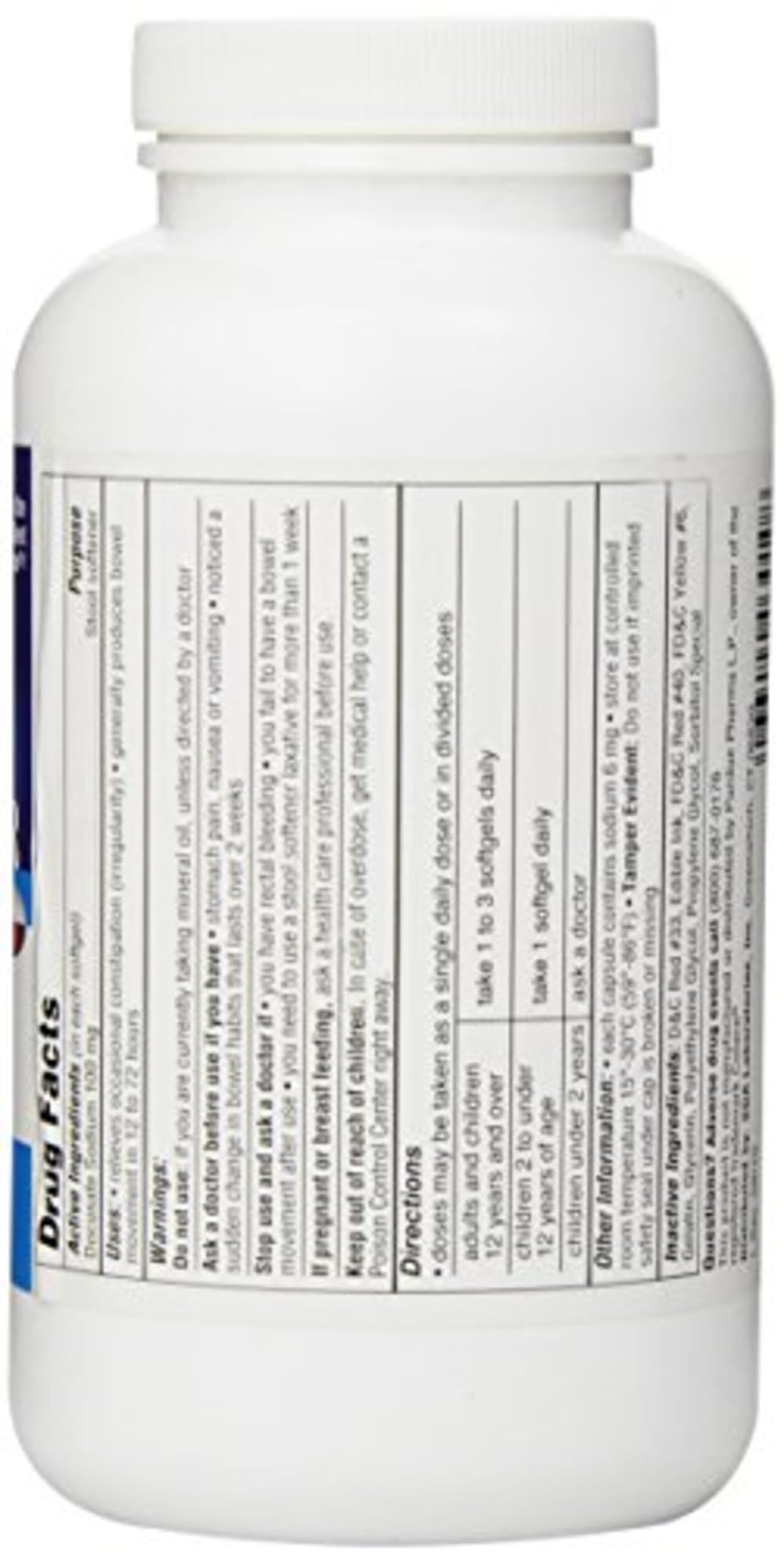 Packaging of SDA Laboratories Docusate Sodium softgels for daily relief