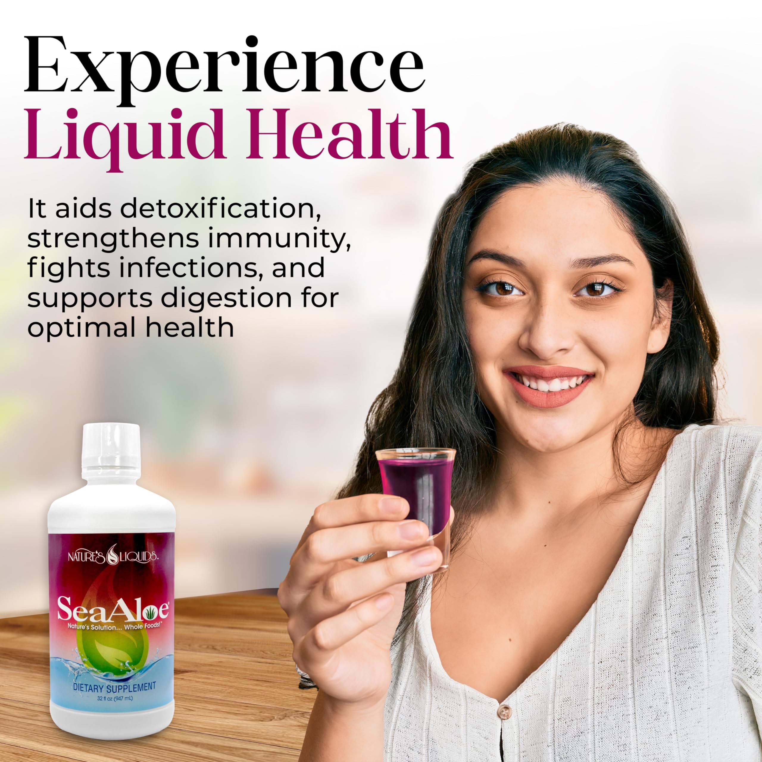 SeaAloe Nature's Liquids label front communicates proprietary botanical blend
