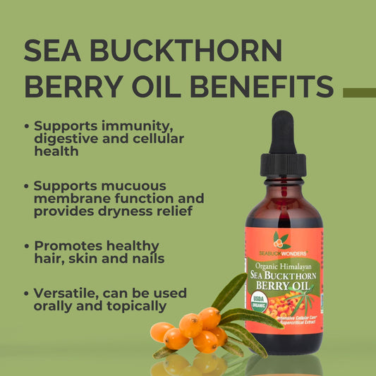 Dropper of SEABUCKWONDERS Sea Buckthorn Oil for precise internal dosing.