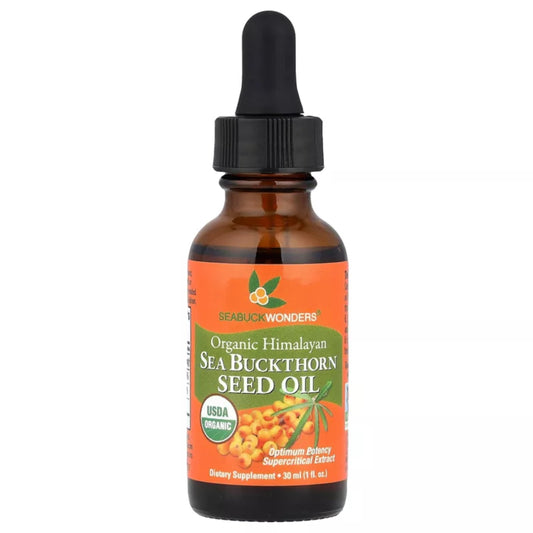 SEABUCKWONDERS sea buckthorn seed oil bottle for daily internal and topical use