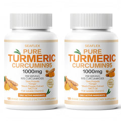 SEAFLEX Turmeric Curcumin 1000mg bottle front with bee propolis for daily wellness.