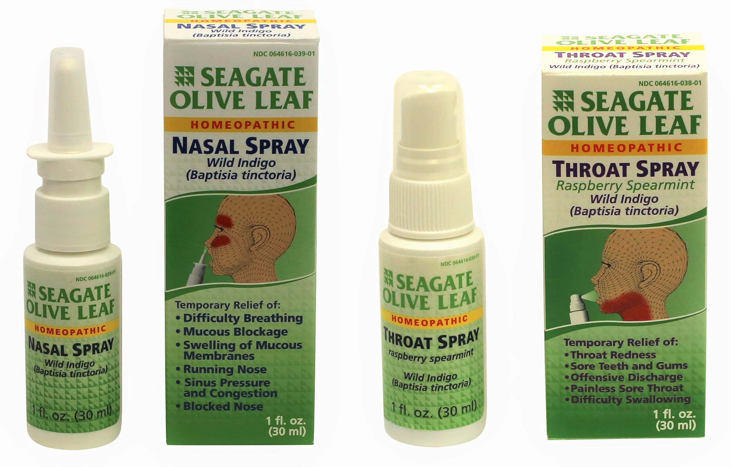 Seagate Olive Leaf Nasal Spray bottle for gentle nasal irritation relief.