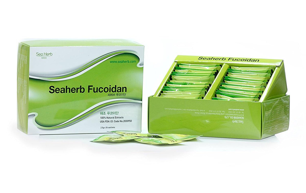 SeaHerb Fucoidan bottle close-up showing premium marine extract for daily wellness support