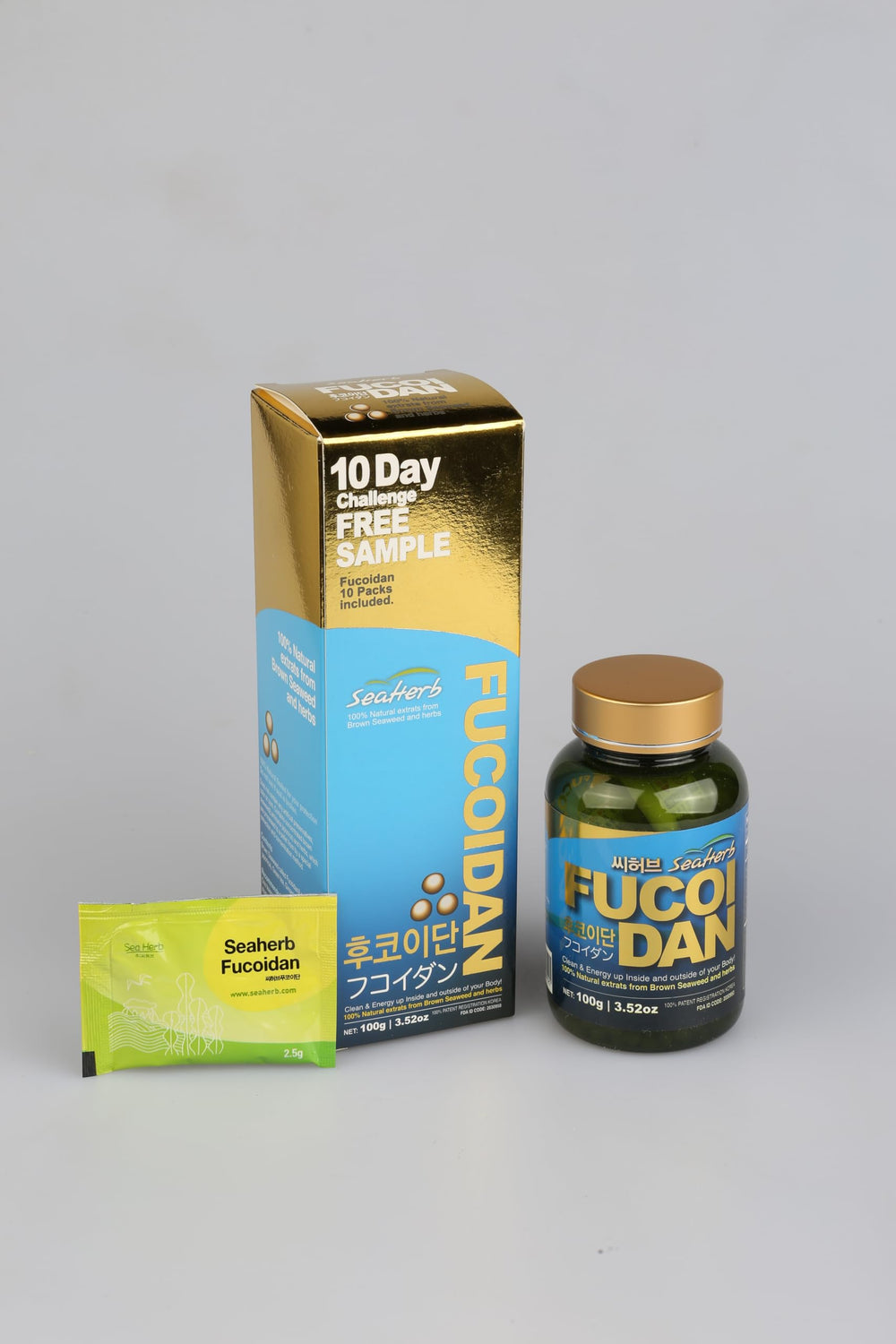 SeaHerb Fucoidan packaging box with premium sachet servings