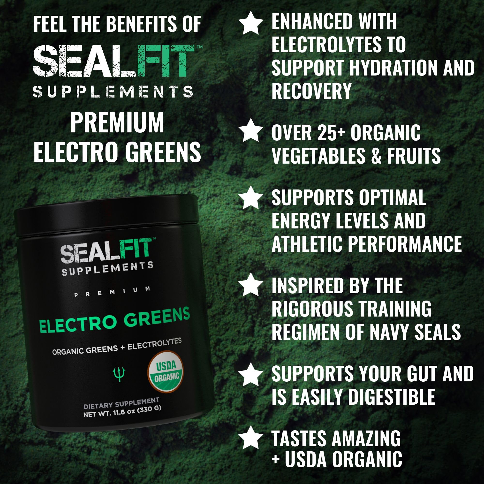 SEALFIT ElectroGreens glass mixed shows vibrant greens for daily energy.