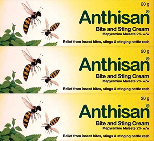 SEALIGHT Anthisan Bite & Sting Cream 20g 3-pack relieves itching from bites and stings.