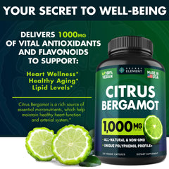 Secret Element Bergamot supplement scene on a clean kitchen counter for daily use.