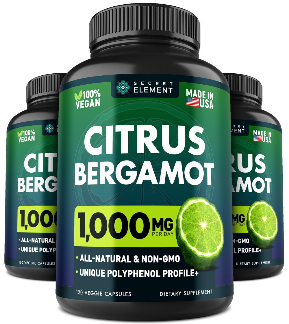 Secret Element Citrus Bergamot 1000mg bottle front for daily heart support.