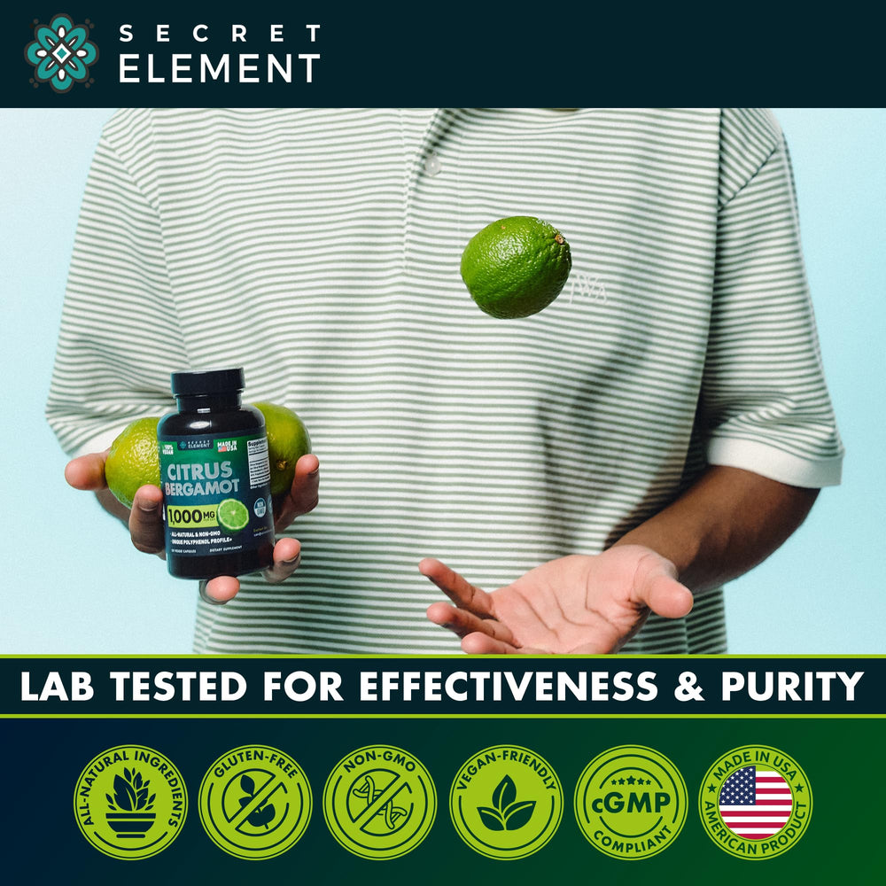 Secret Element bergamot capsules ready for daily intake.