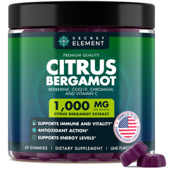 Secret Element Citrus Bergamot Gummies bottle pour for daily support.