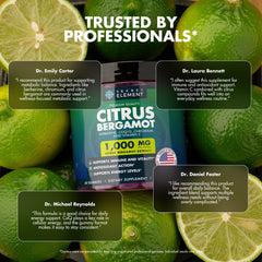 Secret Element Citrus Bergamot Gummies ingredients chart highlighting bergamot and CoQ10.
