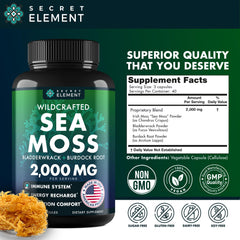 Secret Element Sea Moss Capsules muira puama shot highlights plant-powered lifestyle support.