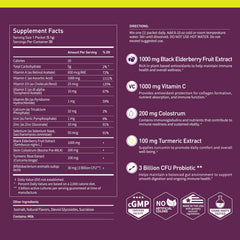 Stacked ImmuniGlow packets prepared for travel and daily use