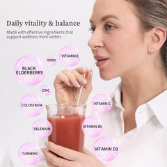 ImmuniGlow powder poured into water for a refreshing immune-support drink