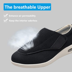Secret Slippers wide-width sneakers showing adjustable closures for swelling management