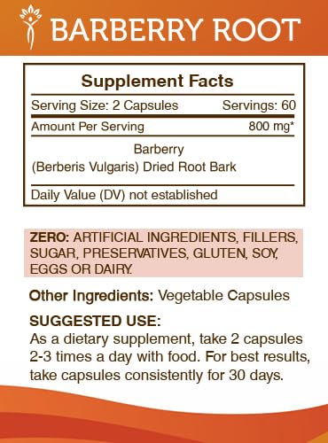 Secrets of the Tribe Barberry Root 120 capsules vegetable capsules, gluten-free option.