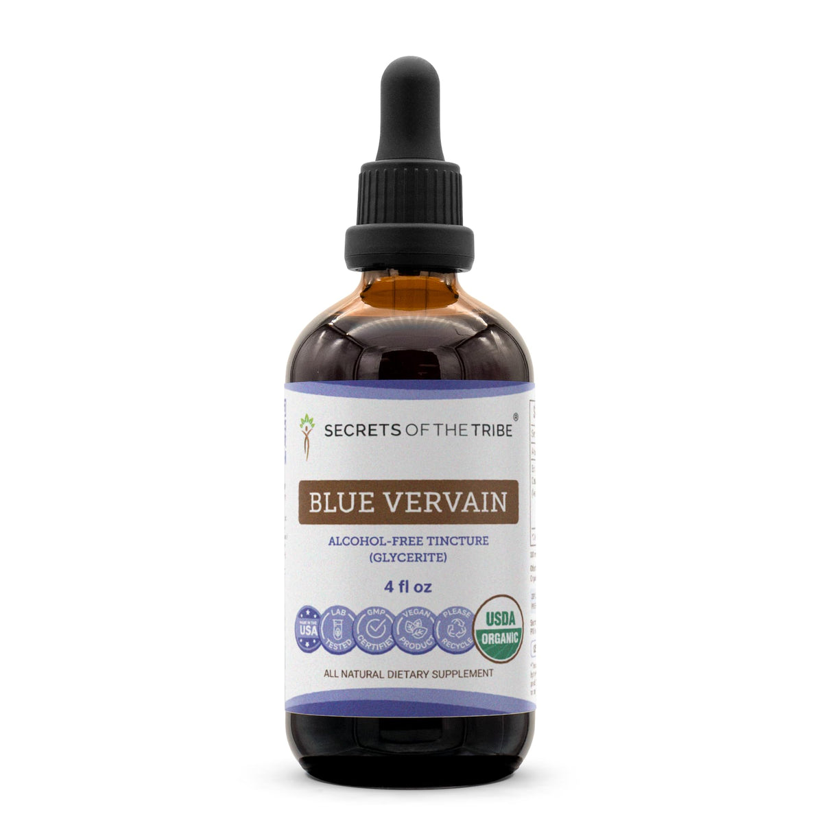 Secrets of the Tribe Blue Vervain bottle pour for calm moments