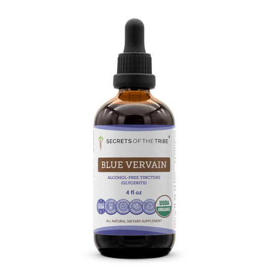 Secrets of the Tribe Blue Vervain bottle pour for calm moments