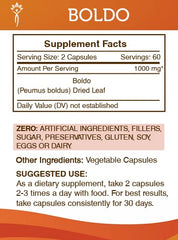 Secrets of the Tribe Boldo label detail emphasizes natural, gluten-free formula.
