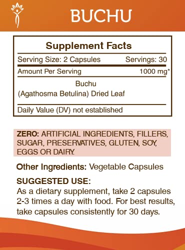 Secrets of the Tribe Buchu capsules poured for easy intake.