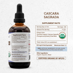 Secrets of the Tribe cascara sagrada tincture bottle in glass dropper ready for daily routine