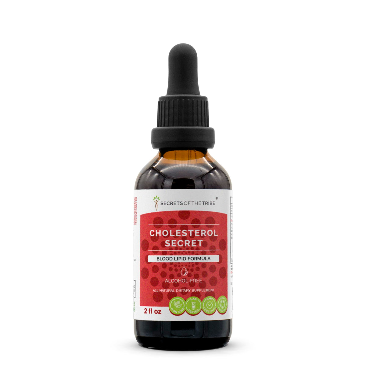 Secrets of the Tribe Cholesterol Secret bottle ready for daily wellness routine