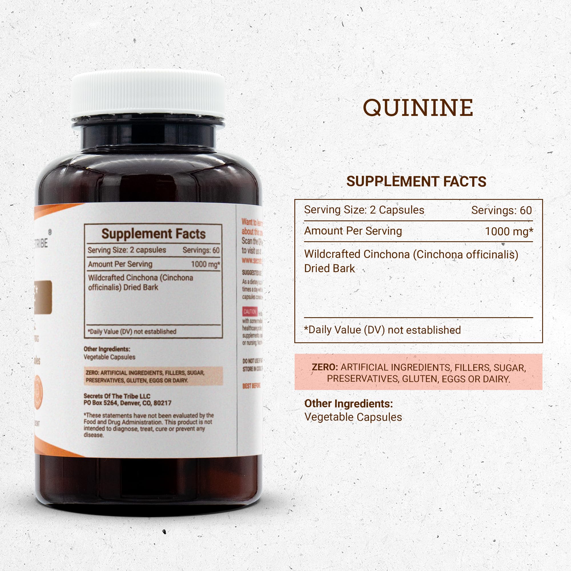 Secrets of the Tribe cinchona bark image emphasizing bark-derived quinine quality.