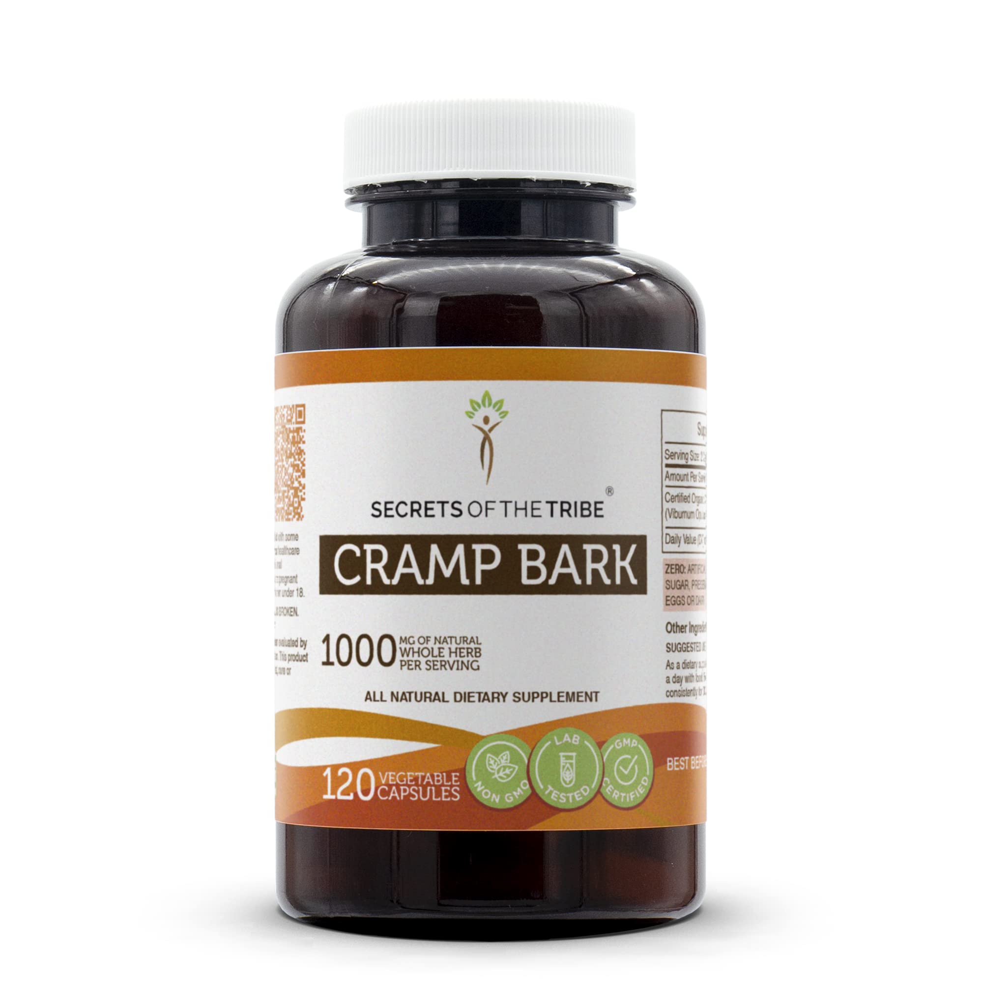 Secrets of the Tribe Cramp Bark capsules bottle for easy daily supplementation