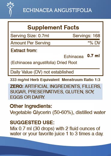 Secrets of the Tribe echinacea tincture glass bottle on USA-made packaging.