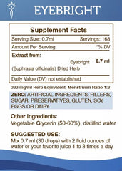 Alcohol-free formula label highlighting purity in Eyebright tincture