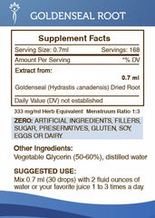 Secrets of the Tribe Goldenseal tincture glass bottle angled view conveys premium quality.
