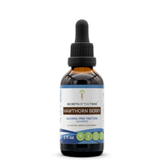 Secrets of the Tribe Hawthorn Berry Tincture bottle on a kitchen counter, easy daily use.