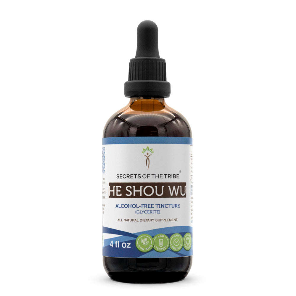 Secrets of the Tribe He Shou Wu tincture bottle for daily use.