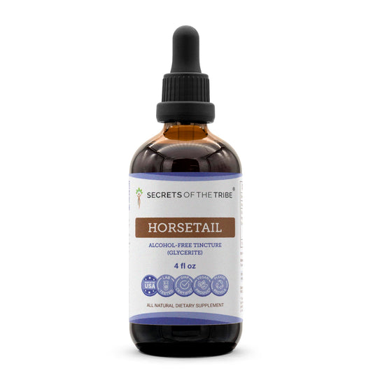 Secrets of the Tribe horsetail tincture bottle with alcohol-free extract for daily use
