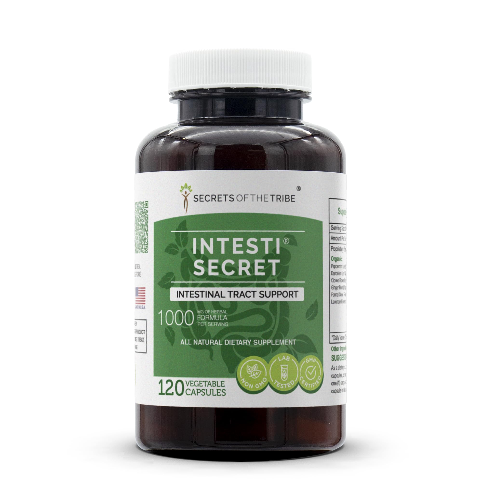 Secrets of the Tribe Intesti Secret bottle front for trusted digestive support