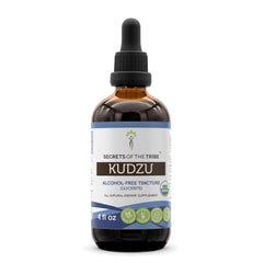 Secrets of the Tribe Kudzu USDA Organic bottle for daily alcohol-free drops.