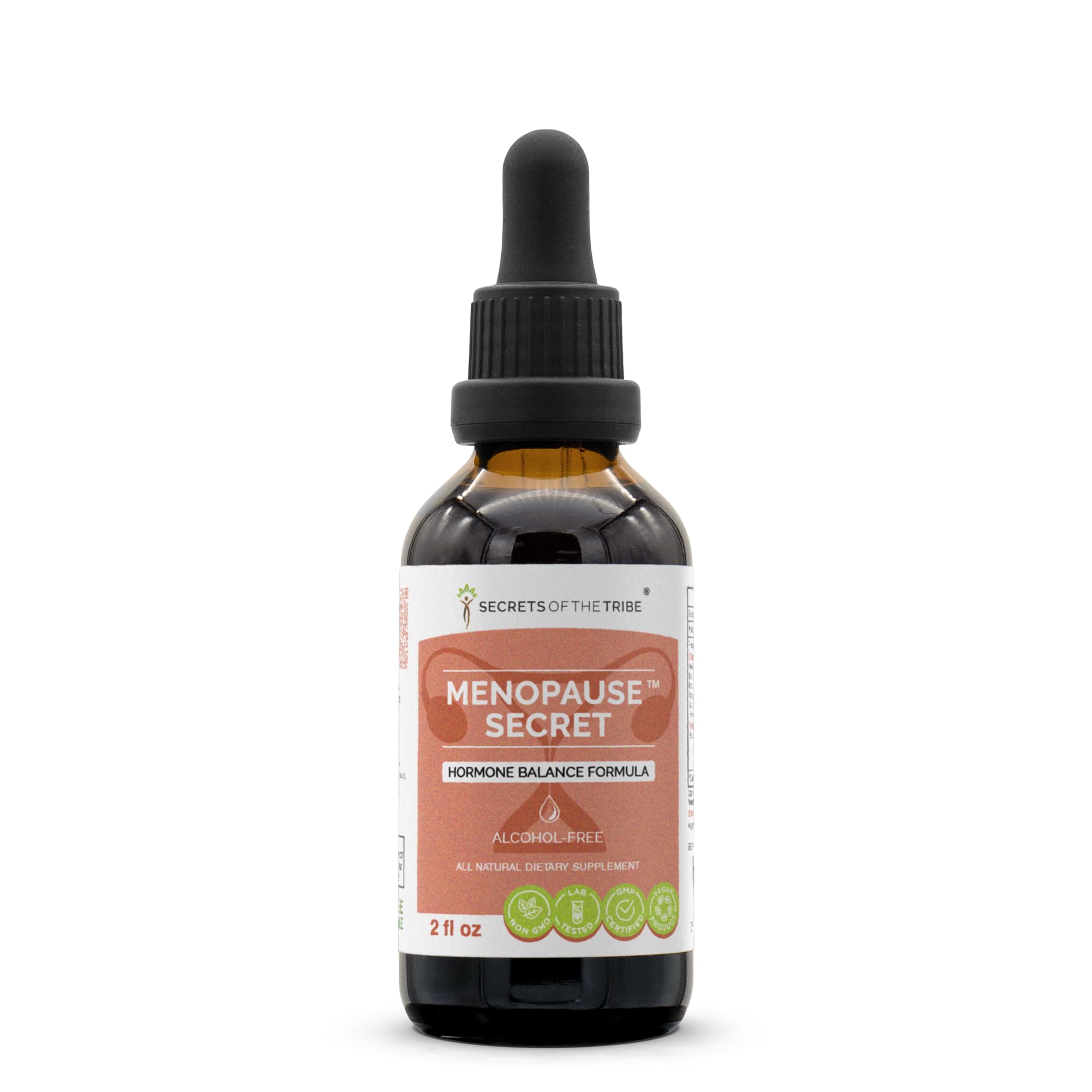 Secrets of the Tribe Menopause Secret bottle front for easy daily use.