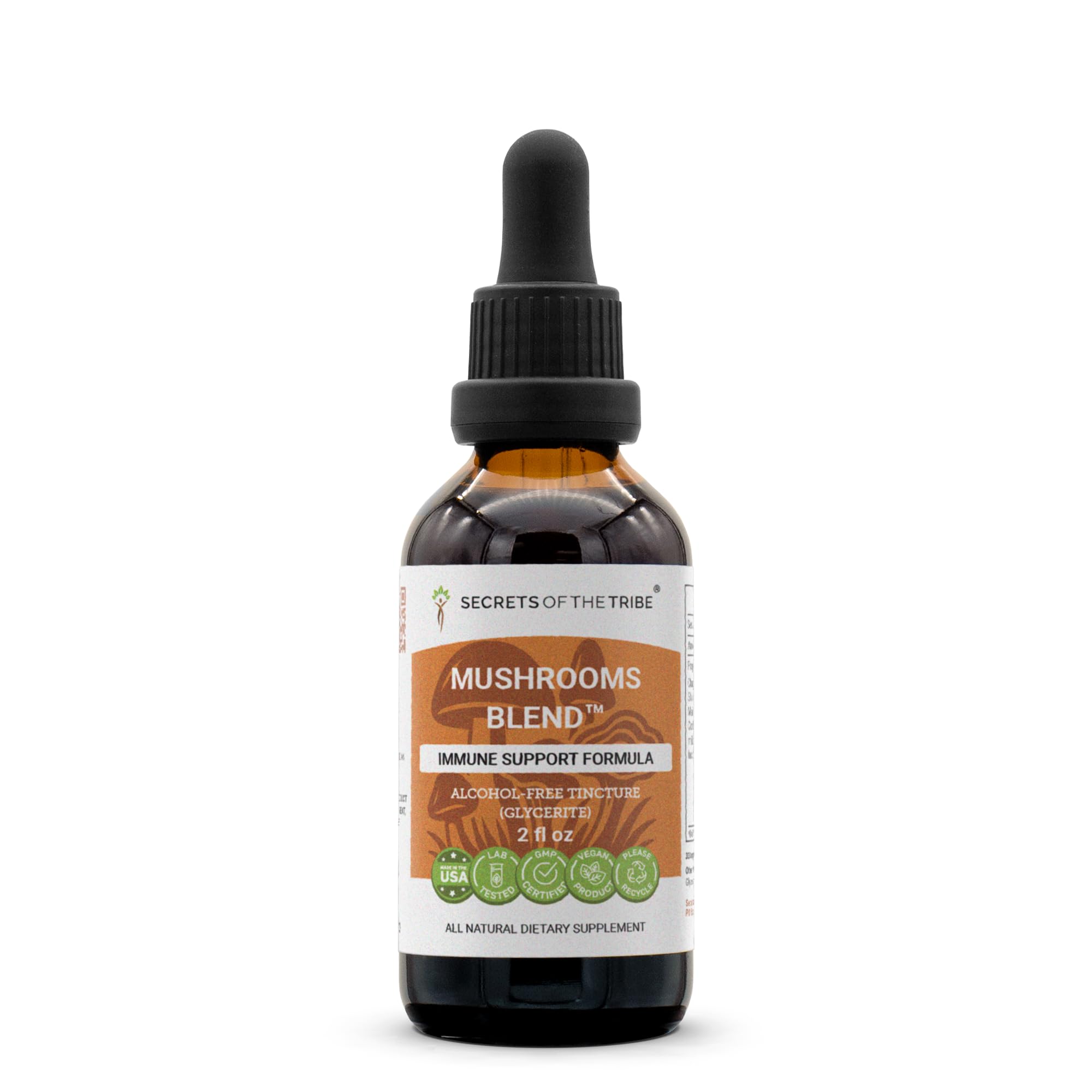 Secrets of the Tribe Mushrooms Blend bottle for daily wellness