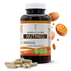 Secrets of the Tribe Nutmeg bottle side view for daily use.