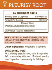 Secrets of the Tribe pleurisy root capsules closeup, shows high-potency vegan capsules.