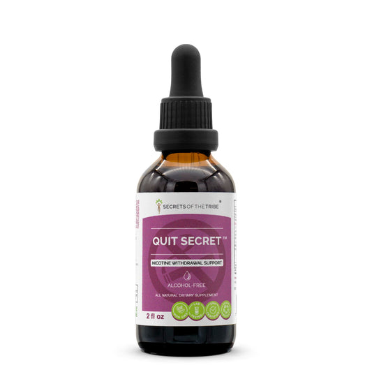 Secrets of the Tribe Quit Secret tincture bottle front view for nicotine support