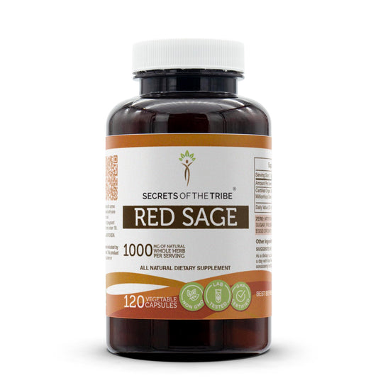 Secrets of the Tribe Red Sage bottle ready for daily capsule use.