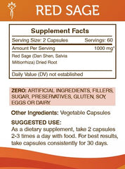 Label close-up of Secrets of the Tribe Red Sage emphasizing potency and USA-made quality.