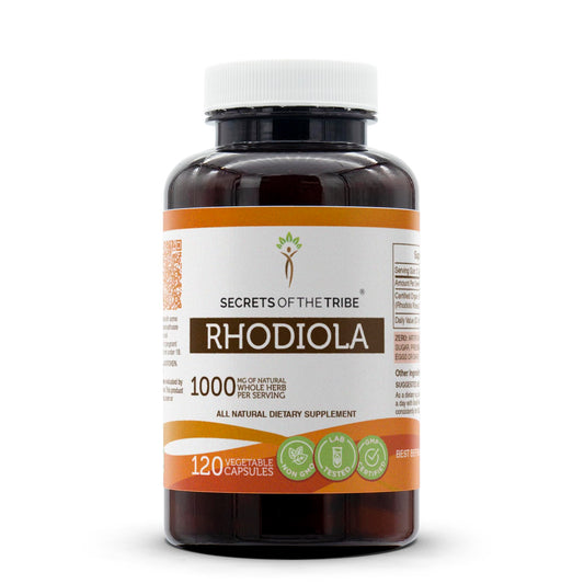 Secrets of the Tribe Rhodiola bottle pour for easy daily dosing