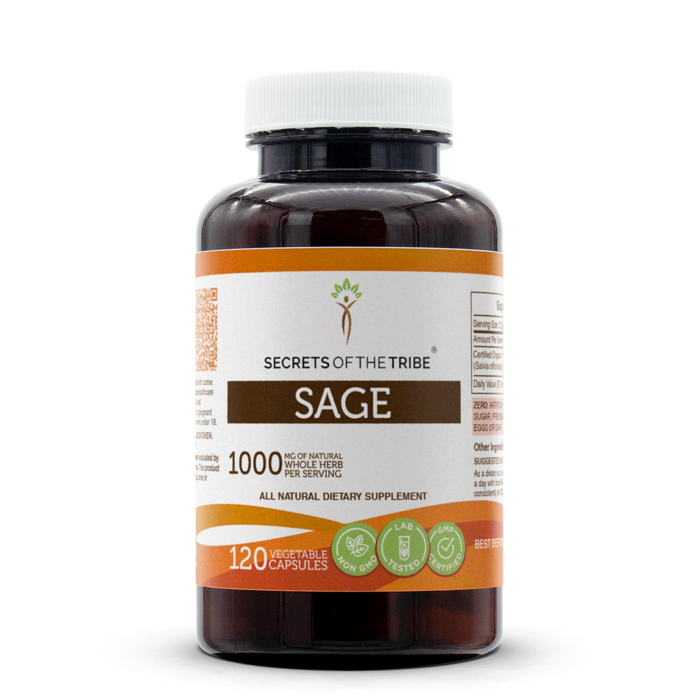 Secrets of the Tribe Sage 120 capsules bottle for daily herbal routine.