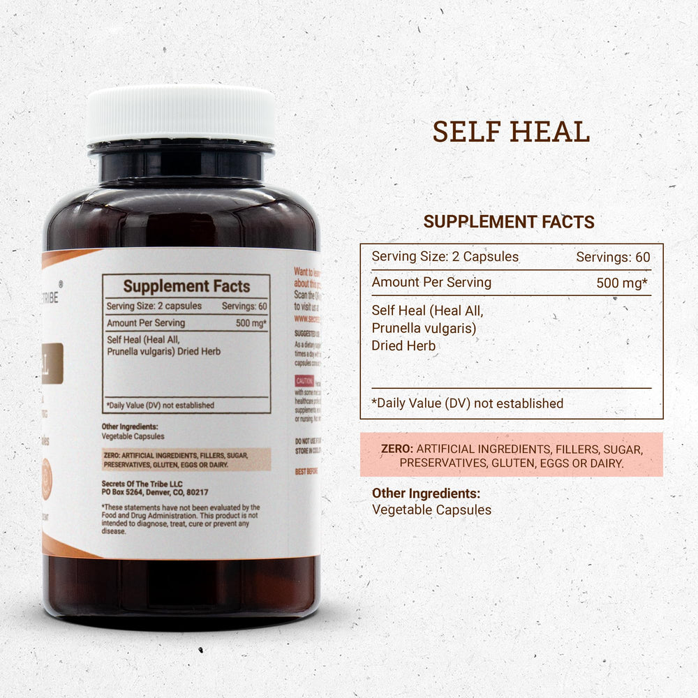 Secrets of the Tribe Self Heal dried herb bundle showing Prunella vulgaris quality for natural daily routines